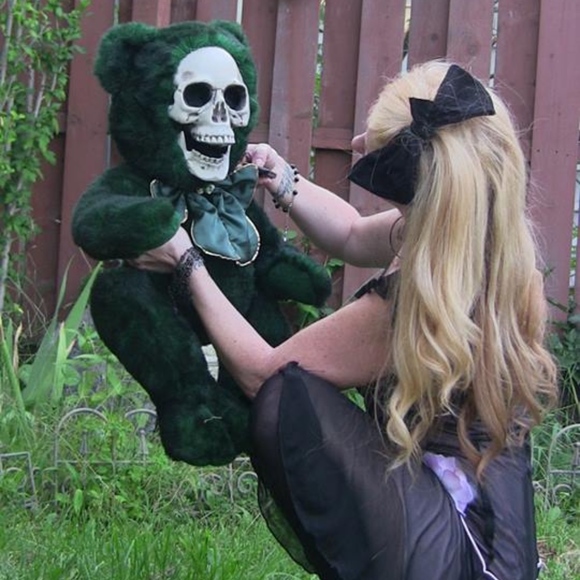 Haunted Huge Evil Skull Teddy Bear Plush OOAK - Picture 1 of 7